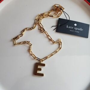 Kate Spade Initial This Letter E Necklace Gold Plate Paperclip Chain NEW